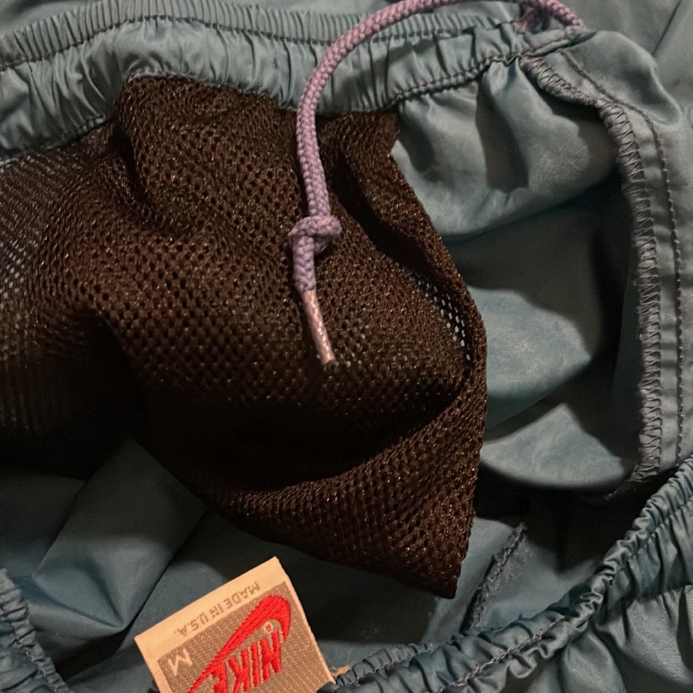 Vintage 90s Nike Teal Track Pants Zip Velcro Ankle Elastic Waistband Pockets-M - Picture 8 of 11